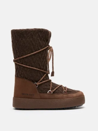 Botas de punto Ltrack en color cacao de Moon Boot X Guest in Residence