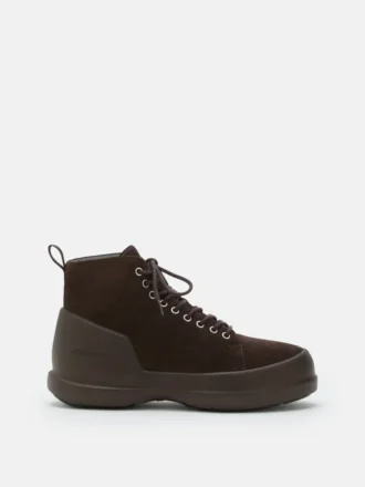 Botas medias con cordones de gamuza marrón oscuro Mezzaluna
